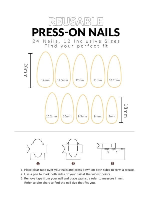 Almond Shaped French Style Glitter Lines Press on Nails