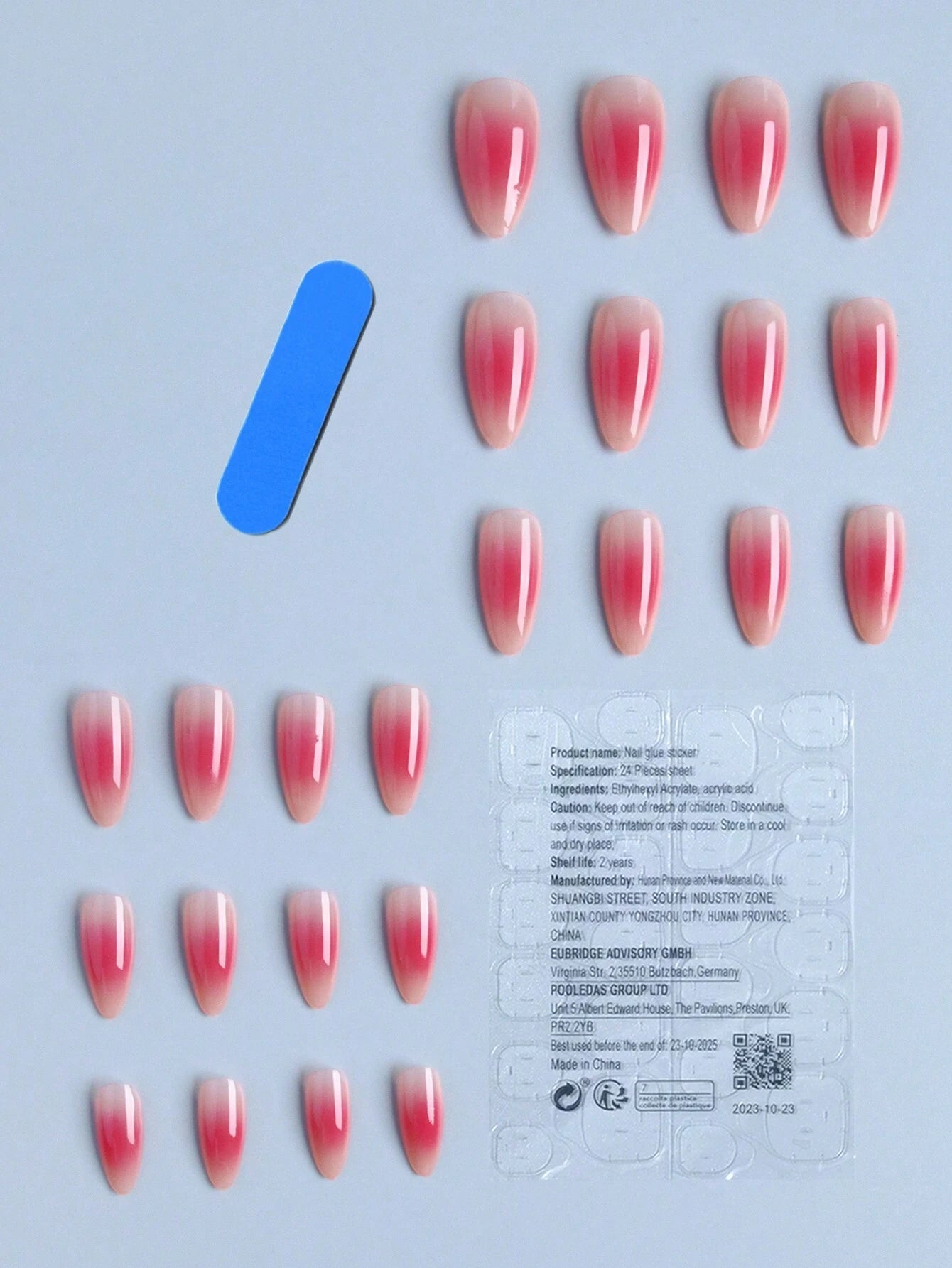 Long Almond Pink Gradation Press-on Nails