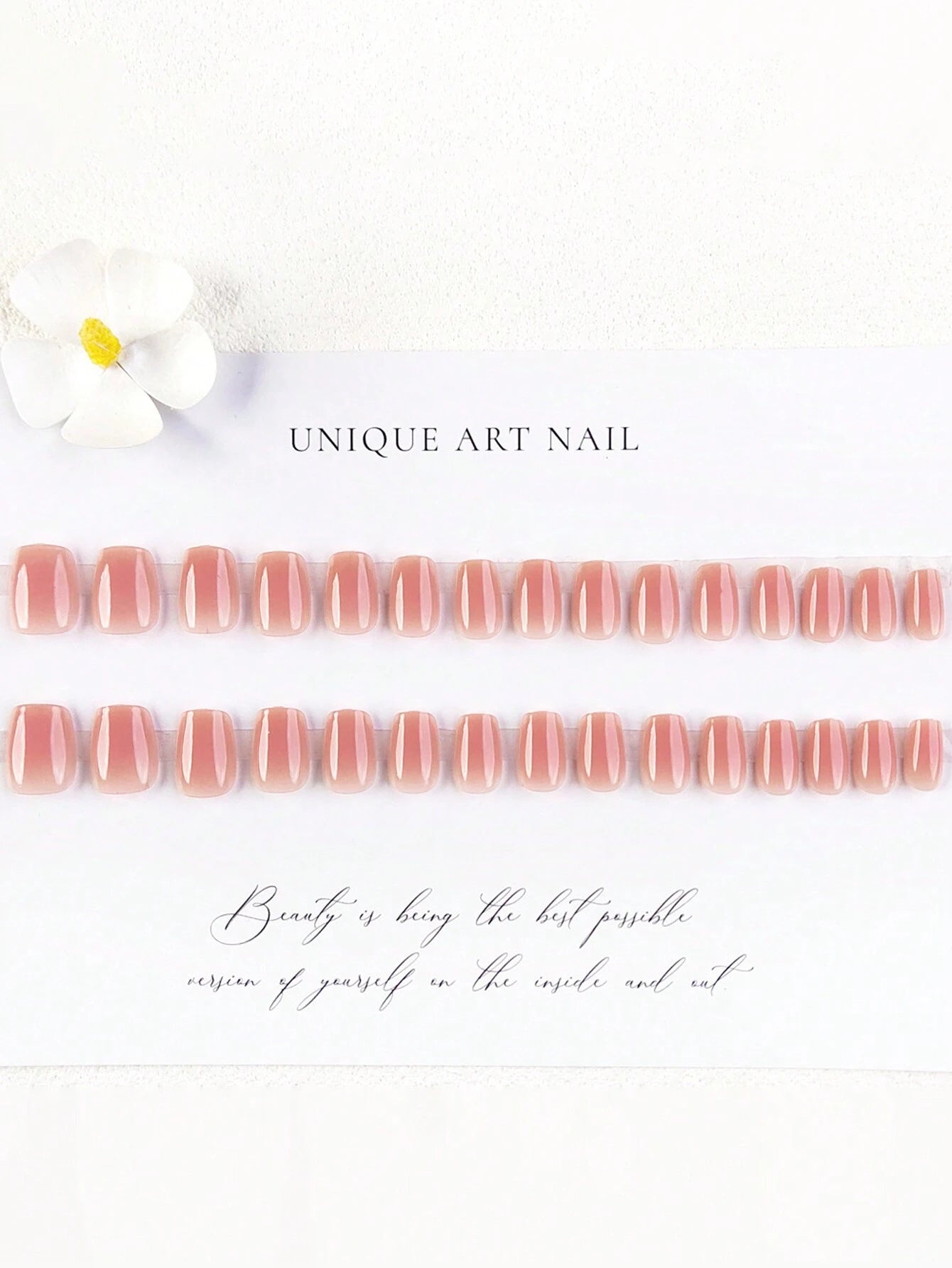 Short Coffin Shaped Gradient Blush Jelly Press-On Nails