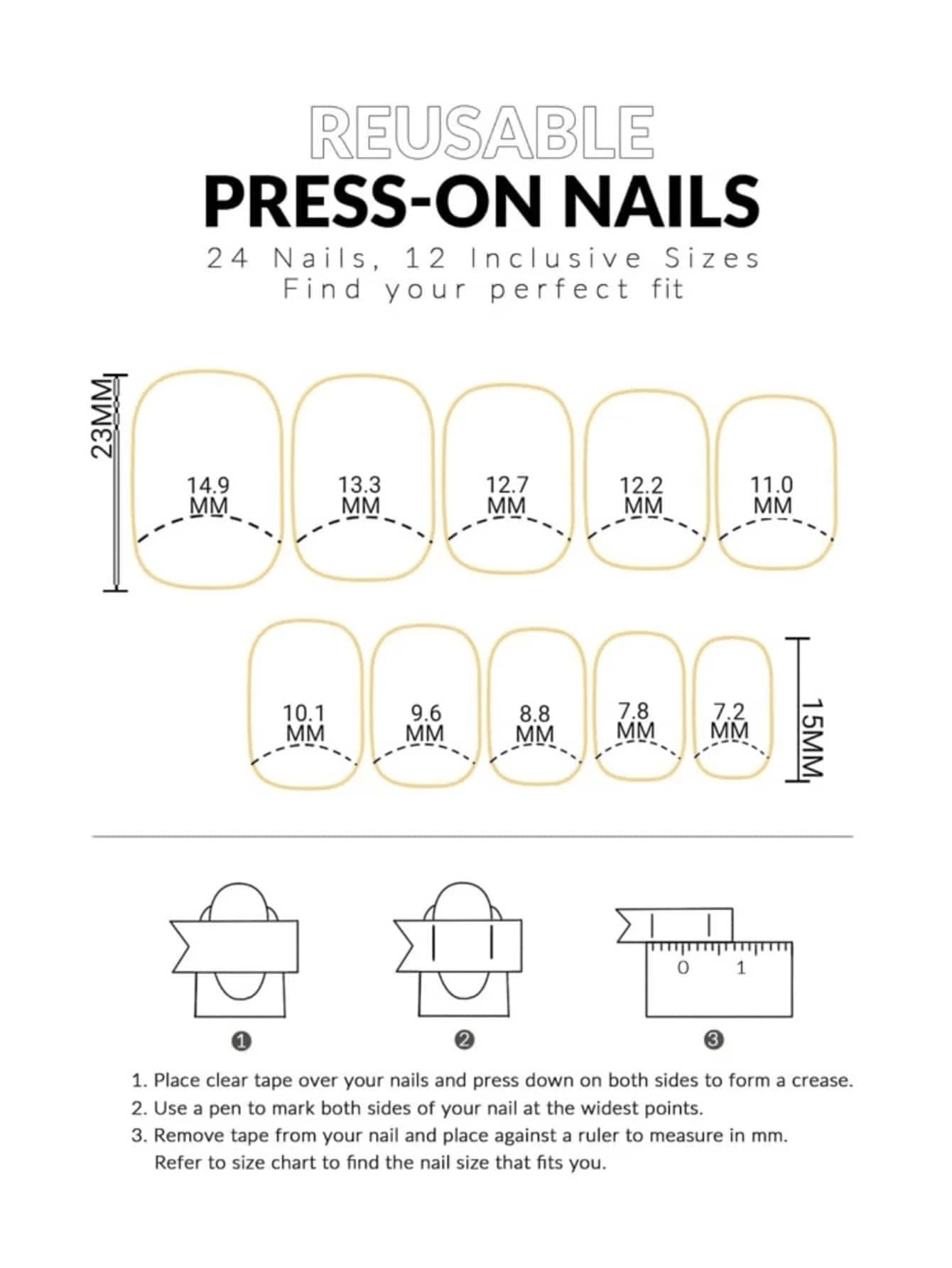 Square White French Press-On Nails
