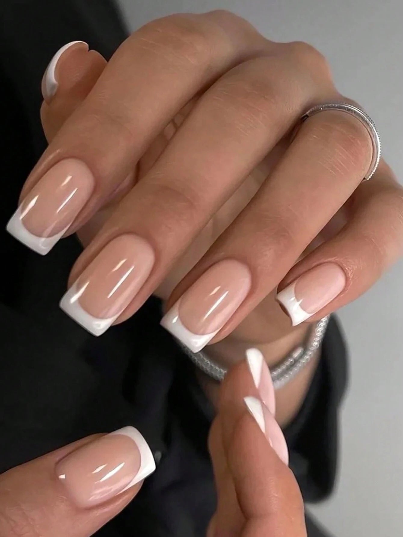 Square White French Press-On Nails