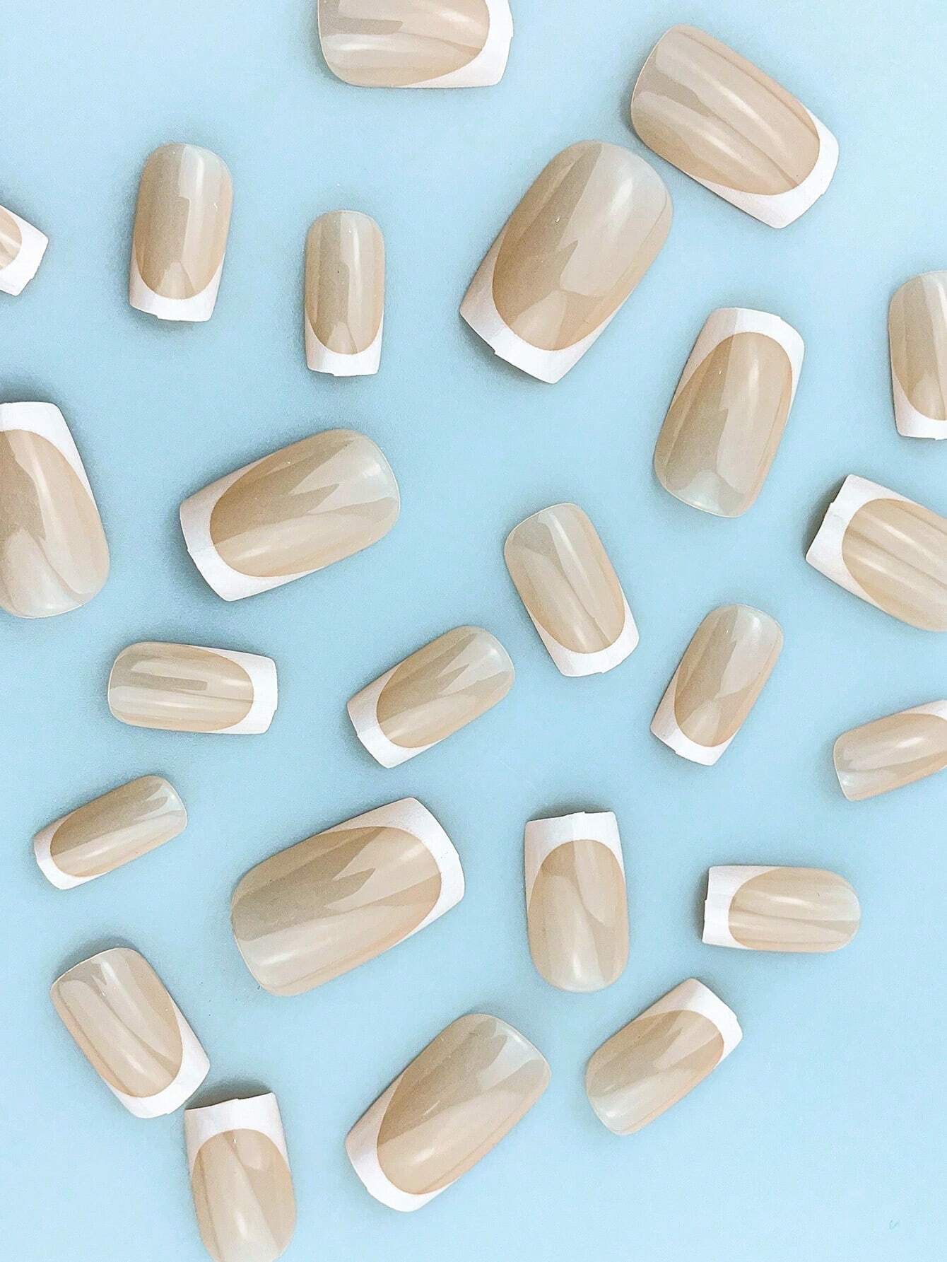 Square White French Press-On Nails