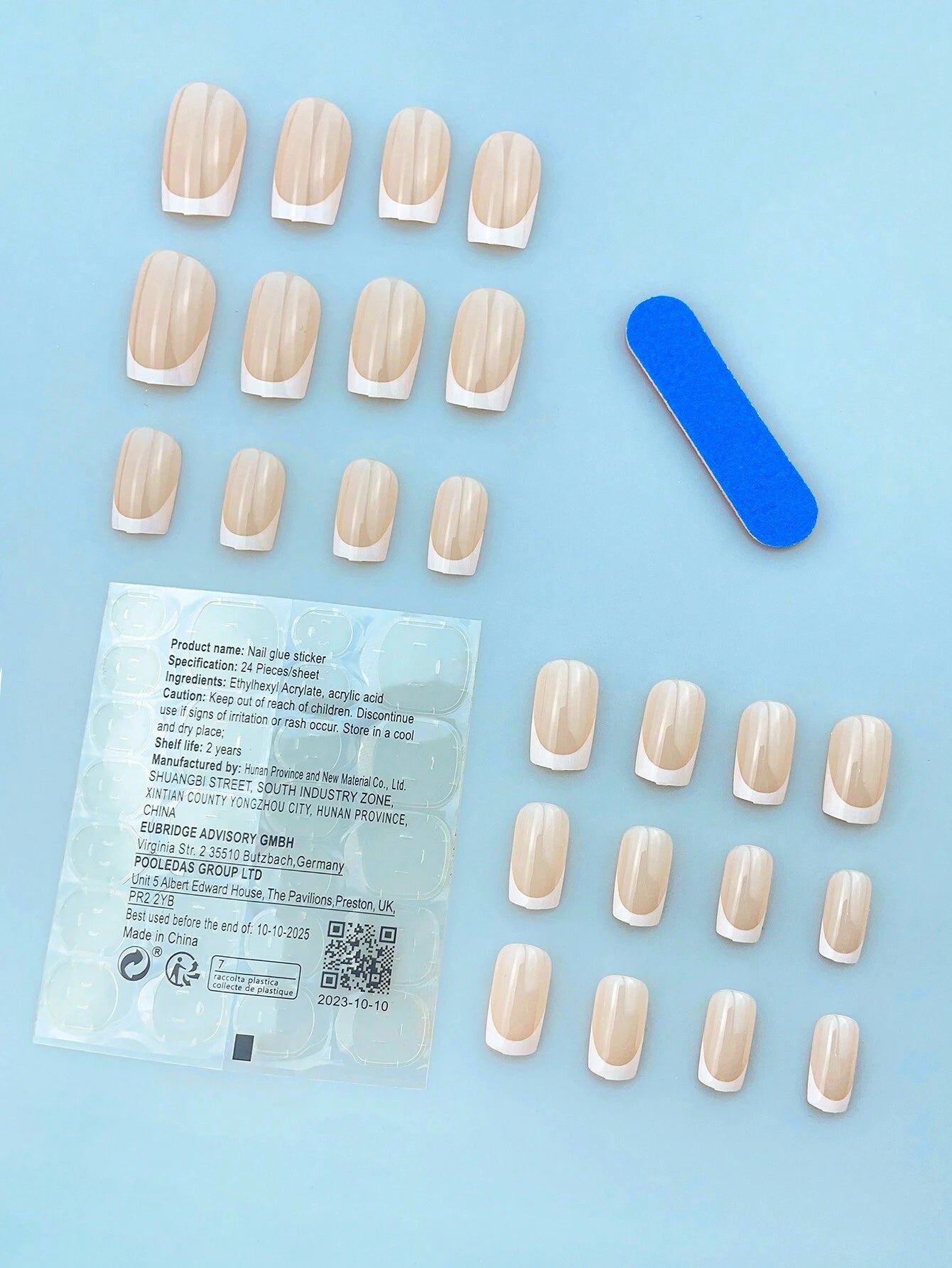 Square White French Press-On Nails
