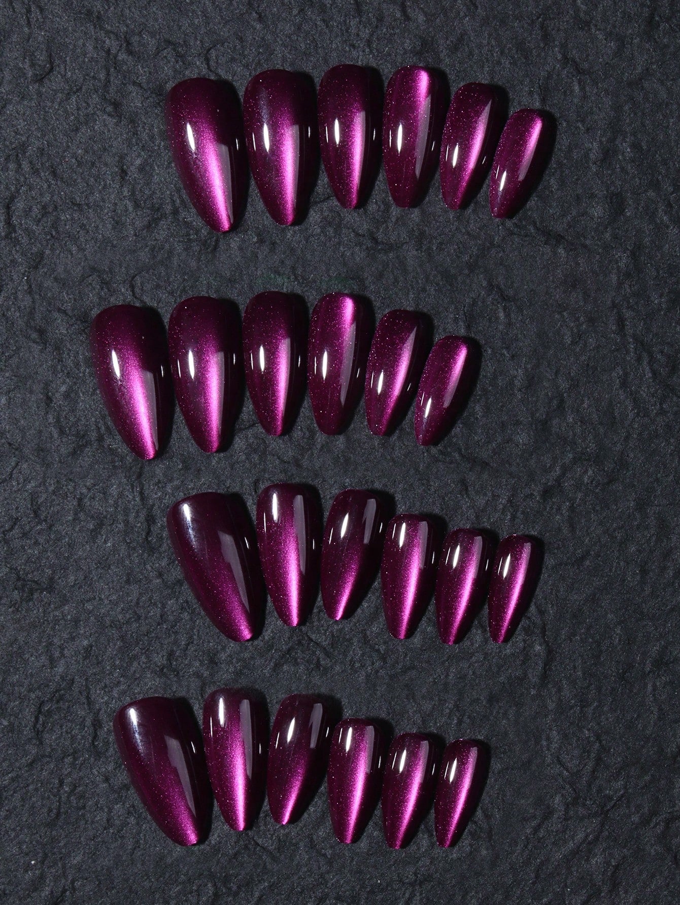 Aesthetic Purple Crystal Cat Eye Press-on Nails