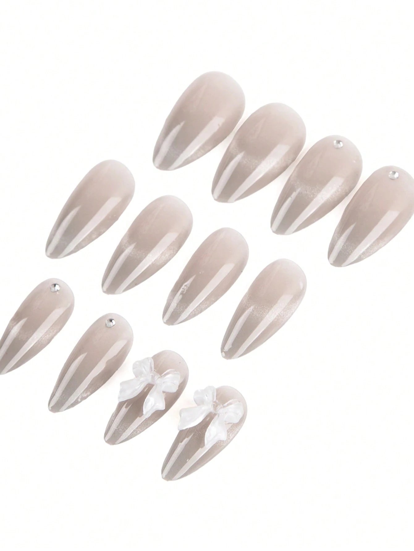 Bling Bling Cinerous Cat Eyes Rhinestone Press-on Nails