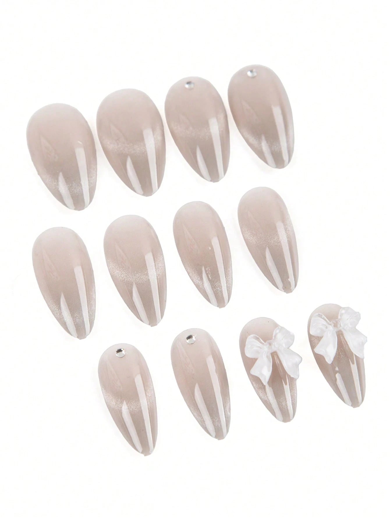 Bling Bling Cinerous Cat Eyes Rhinestone Press-on Nails