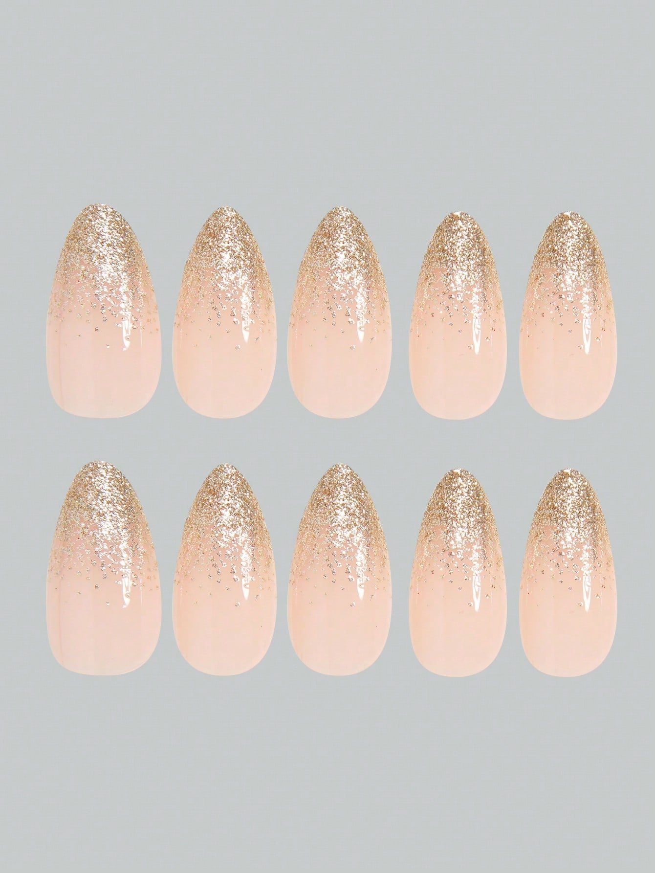 Yellow Base Color Burst Glitter Gold Press-on Nails