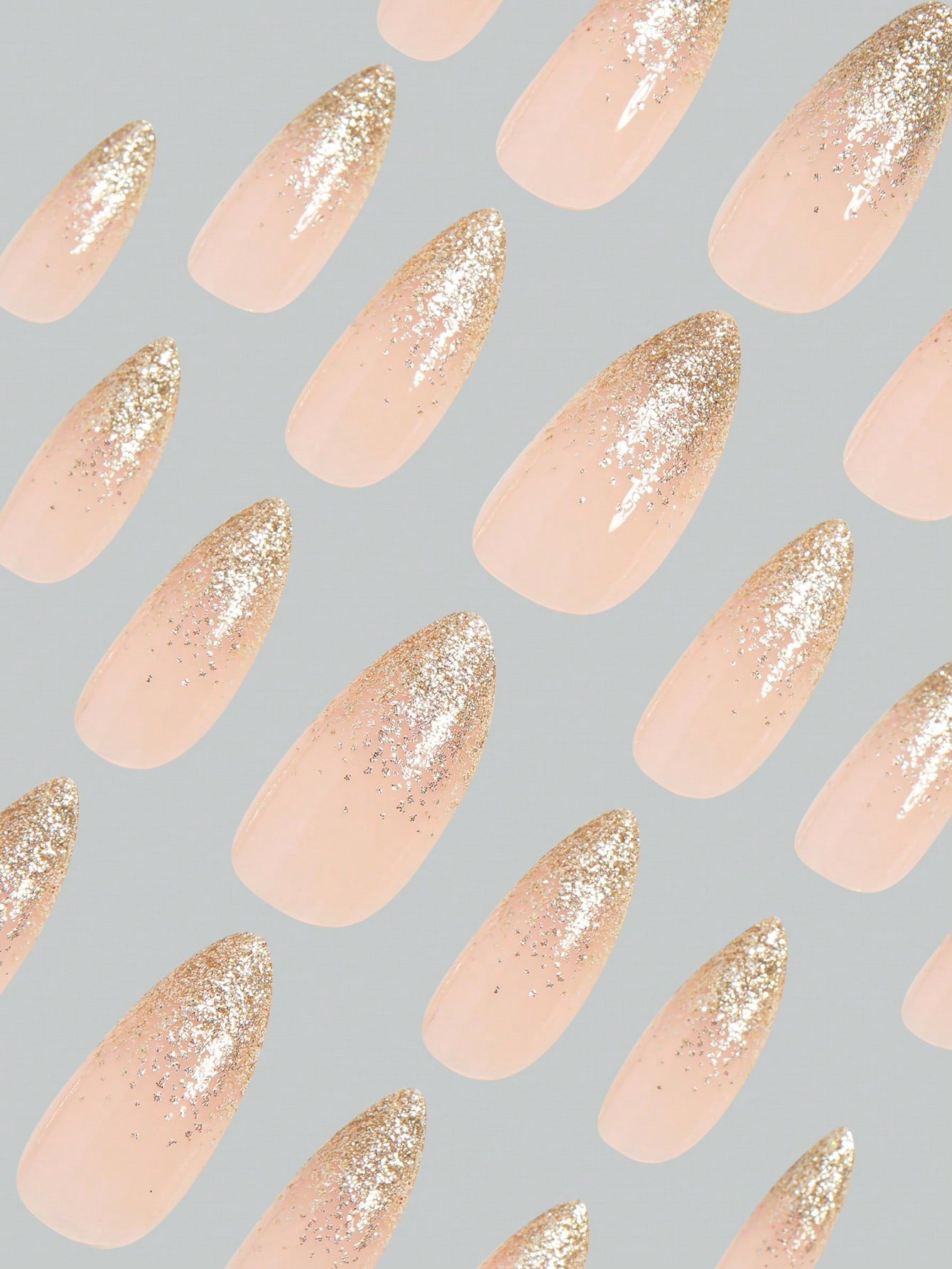 Yellow Base Color Burst Glitter Gold Press-on Nails