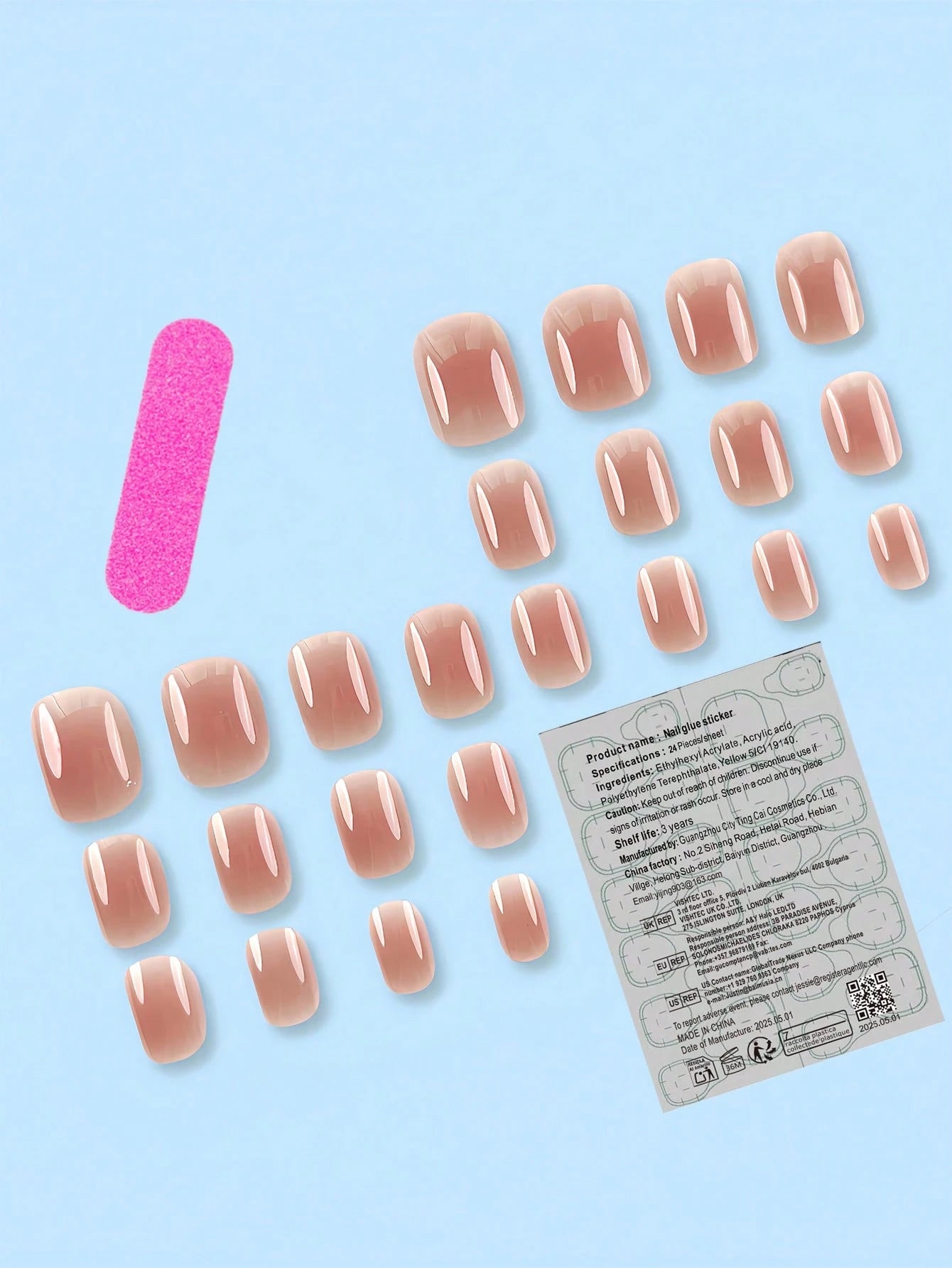 Square Medium Nude Pink Jelly Press-On Nails