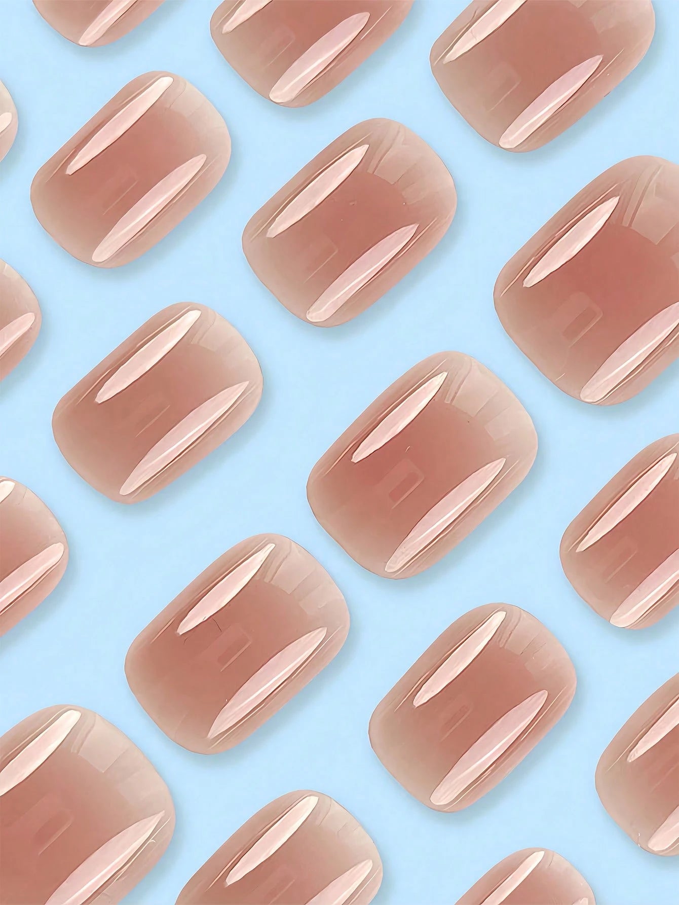 Square Medium Nude Pink Jelly Press-On Nails