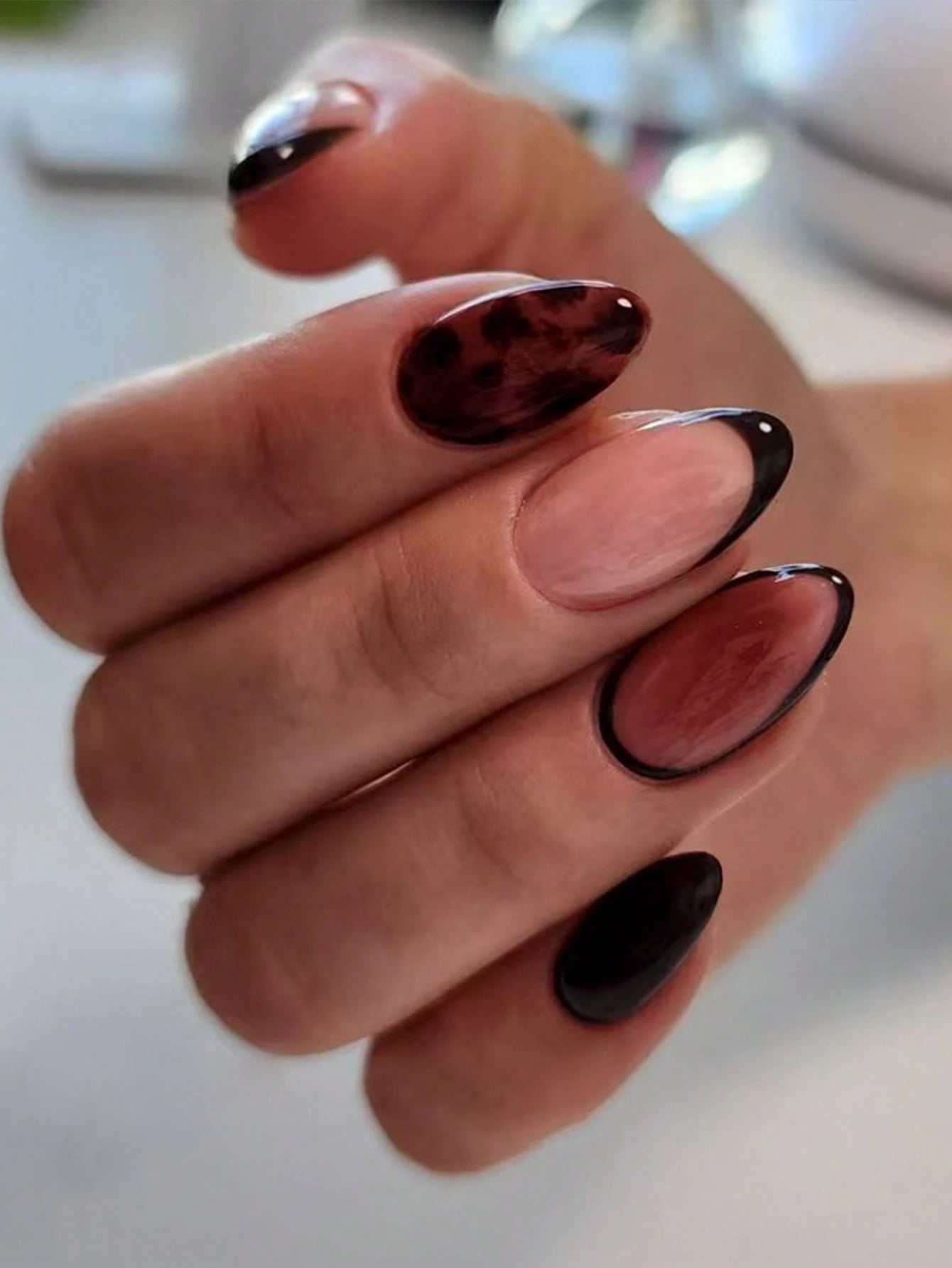 Leopard French Tip Long Almond Shape Press Ons