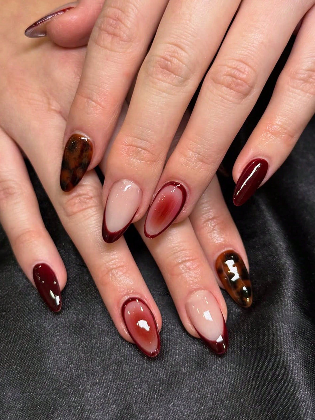 Leopard French Tip Long Almond Shape Press Ons