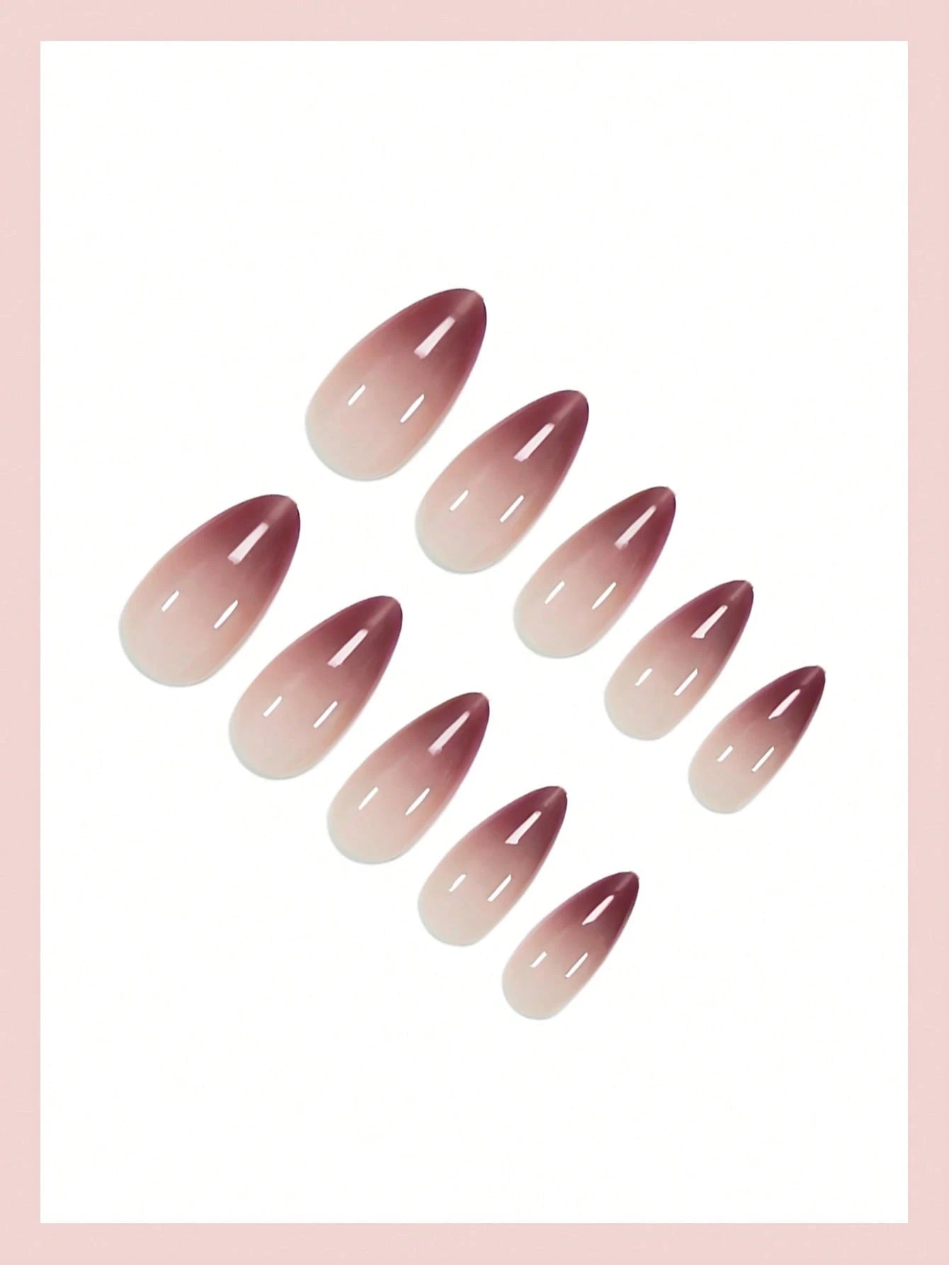 Medium Almond Shaped Ombre Brown Pressons Nails