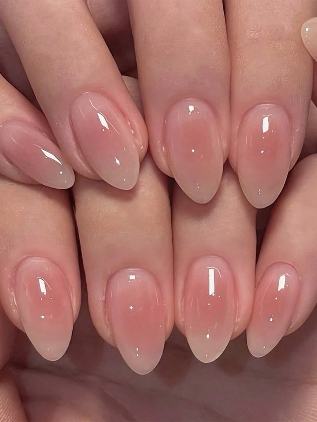 Short Almond-Shaped Pink Gradient Press-On Nails