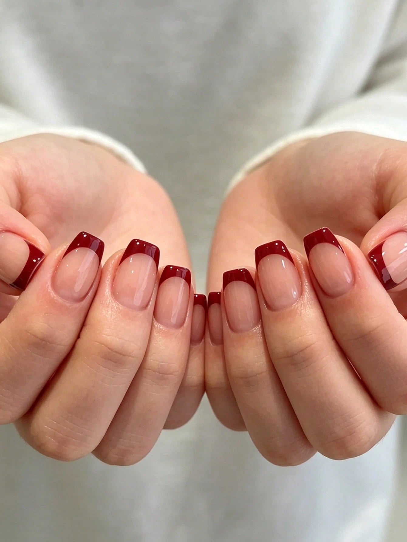 Short Square French Nude Pink Glossy Press-On Nails