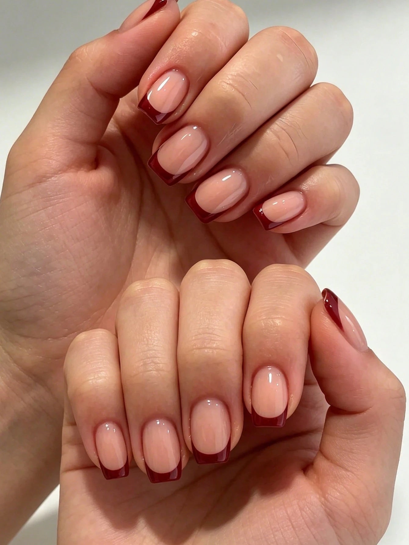 Short Square French Nude Pink Glossy Press-On Nails
