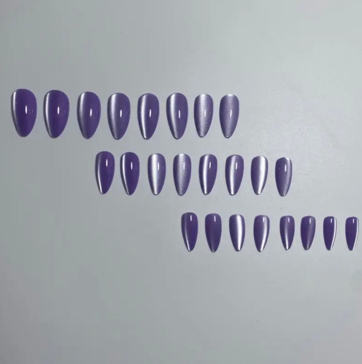 Short Almond Purple Cat Eye Press ons