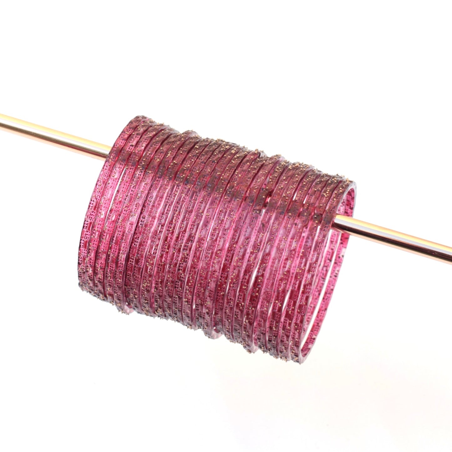 Viral Kashmiri Glass Bangle Set-1 dozen - Burgundy Pink