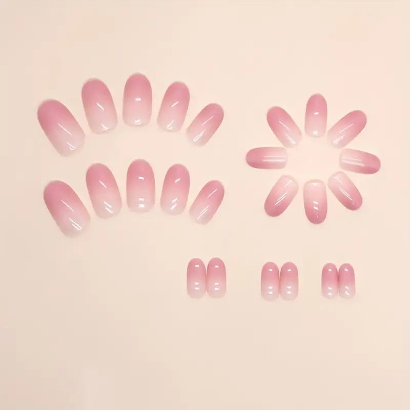 Pink Gradient Oval Shape press-ons