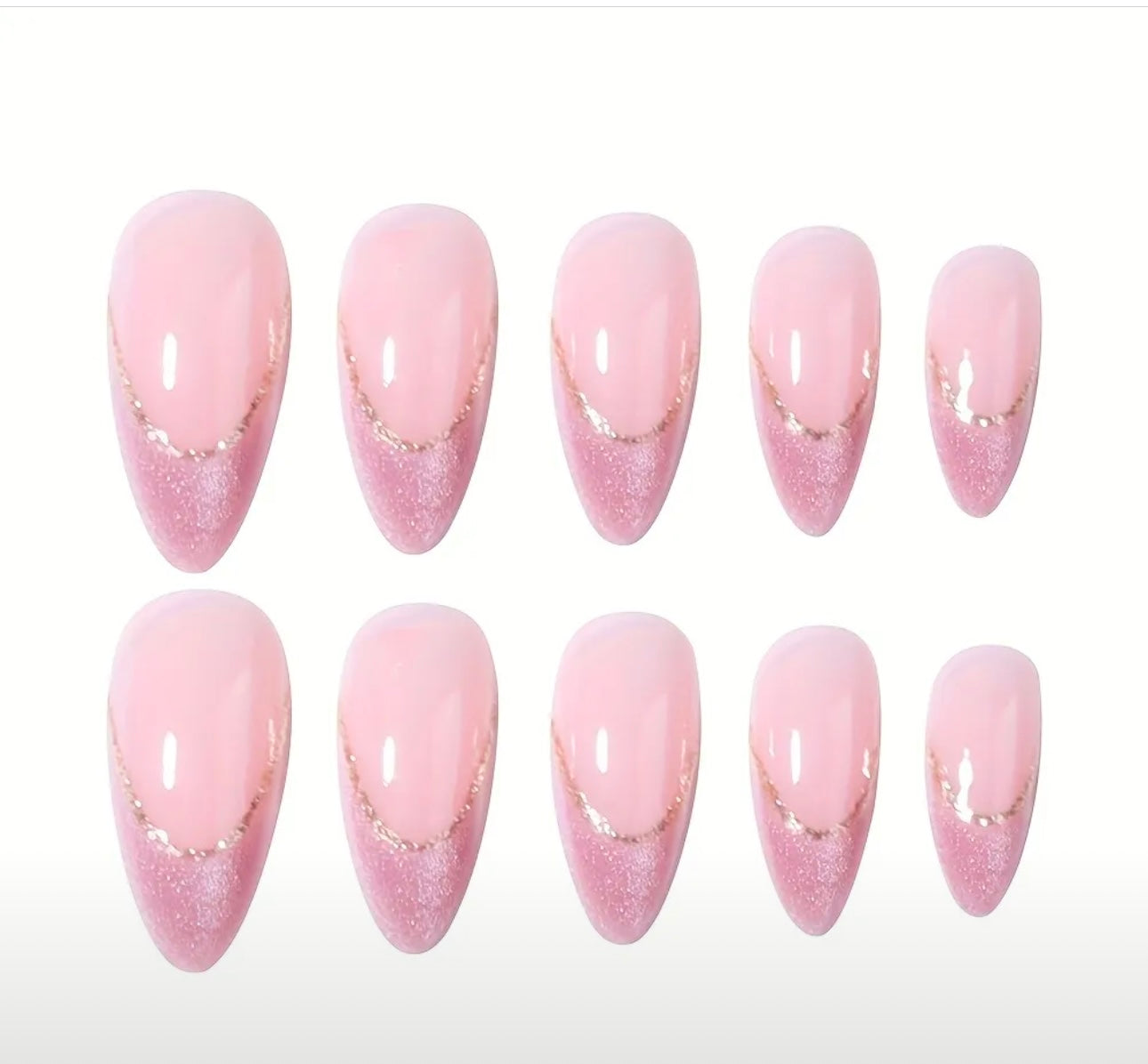 Almond shape french cat eye press on nails