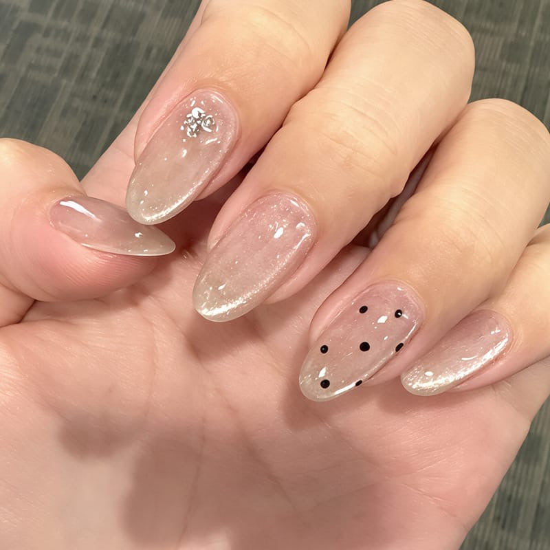 Cat Eye Style 3D Rhinestone Polka Dots Press-ons