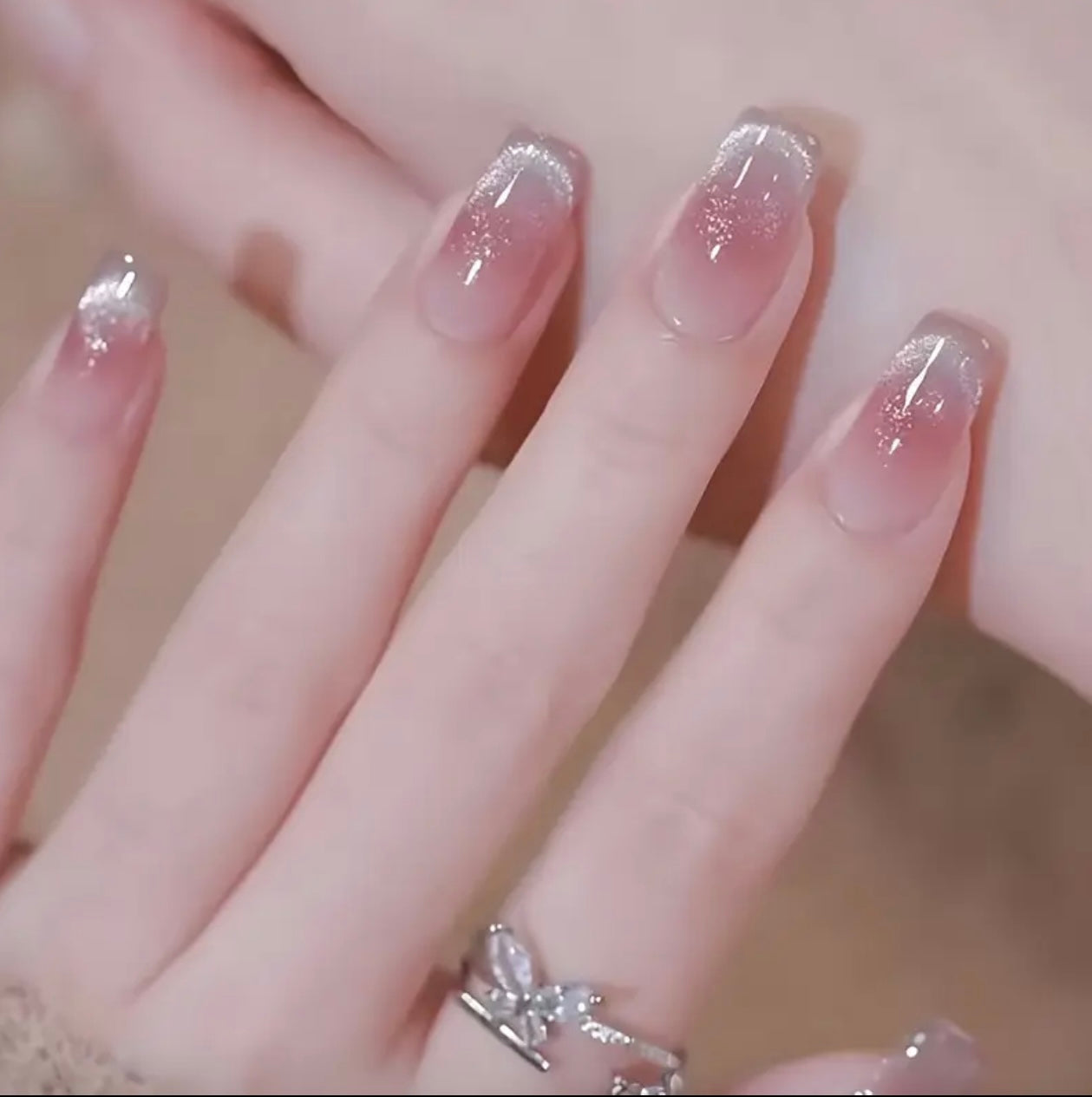 Short Coffin Pink Cat eye Press-ons