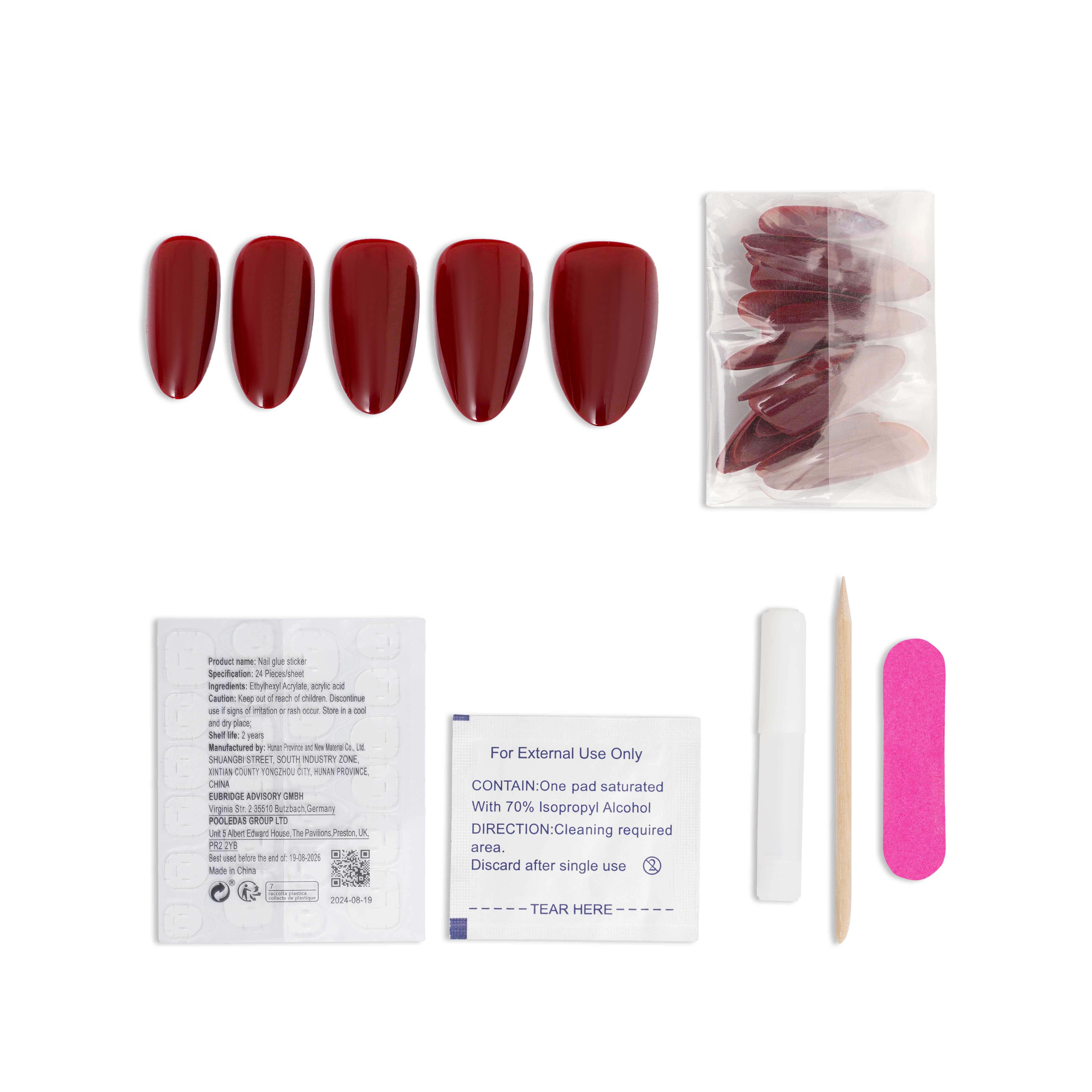 Trending Deep Cherry Almond  ( hand & toe nail set)