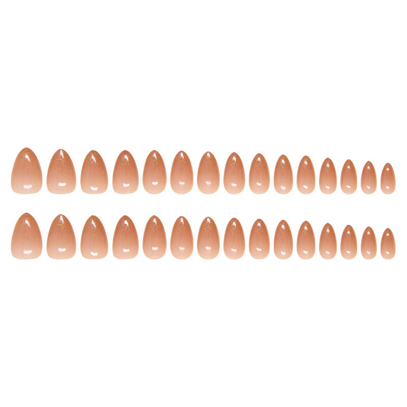 Festive Trendy Gold Glitter Tips with Nude Base Almond Shape Press-ons