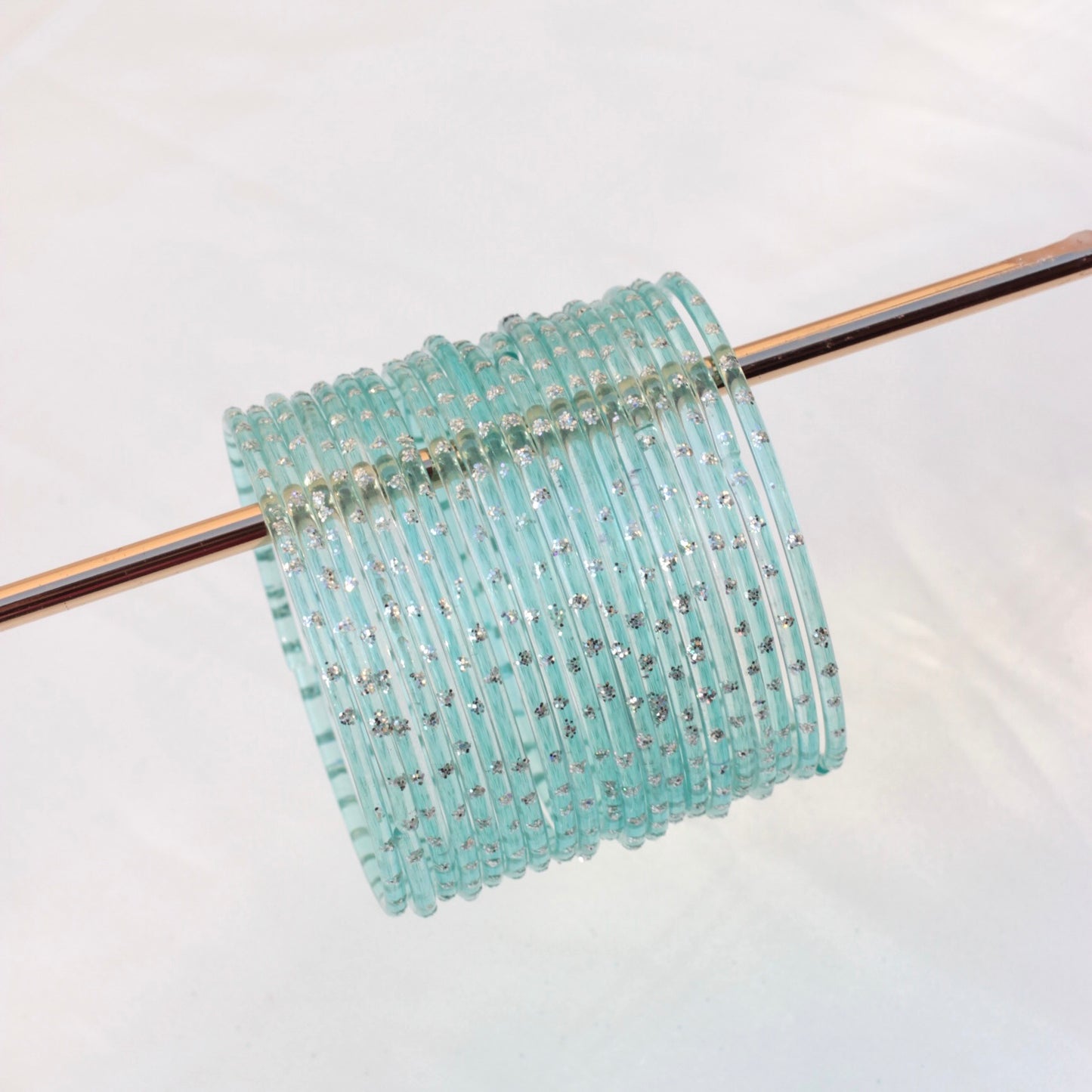 Viral Kashmiri Glass Bangle Set-1 dozen - Ice Blue