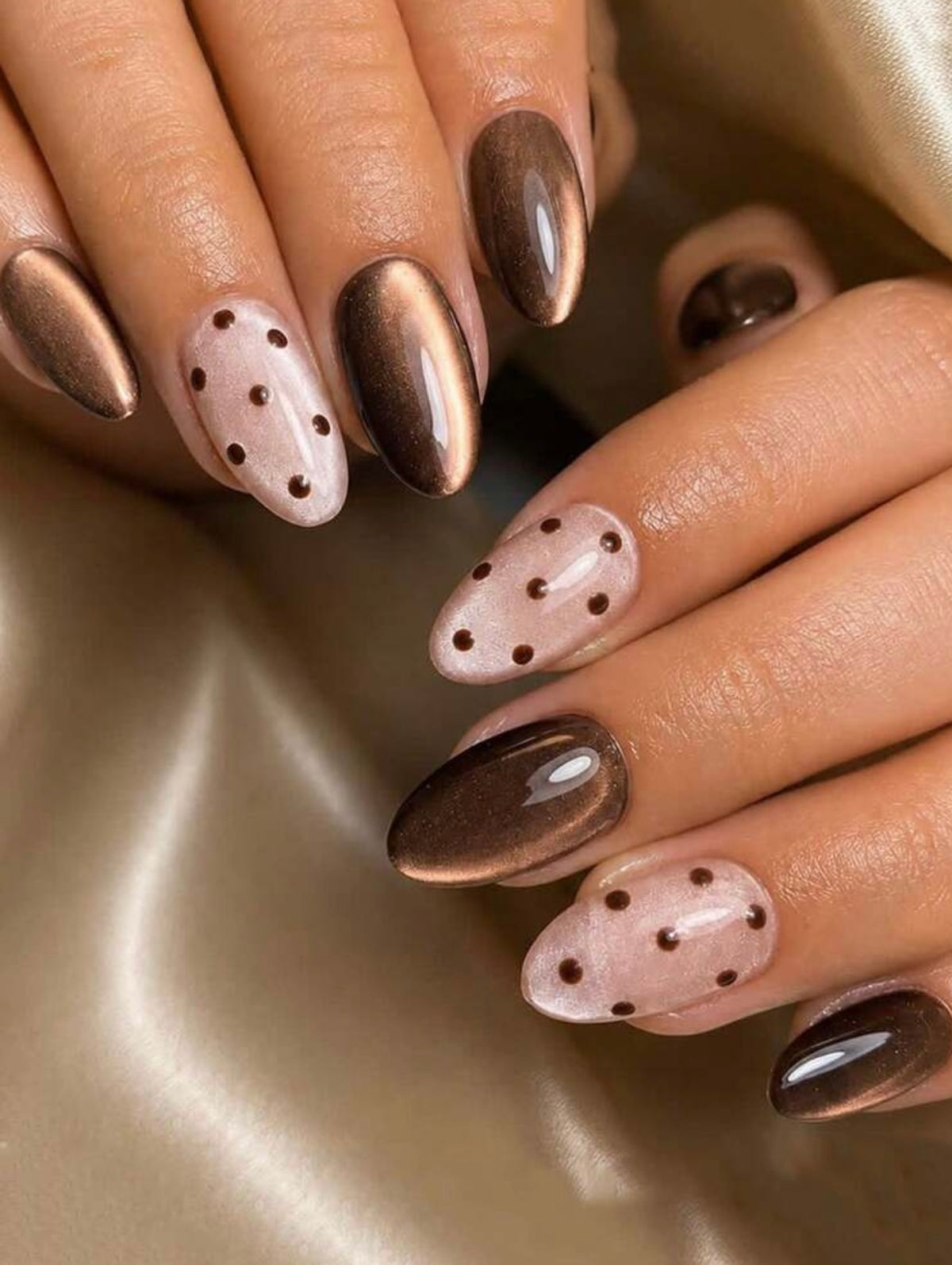Retro Chocolate Brown Cat Eye with Polka Dots Press-ons