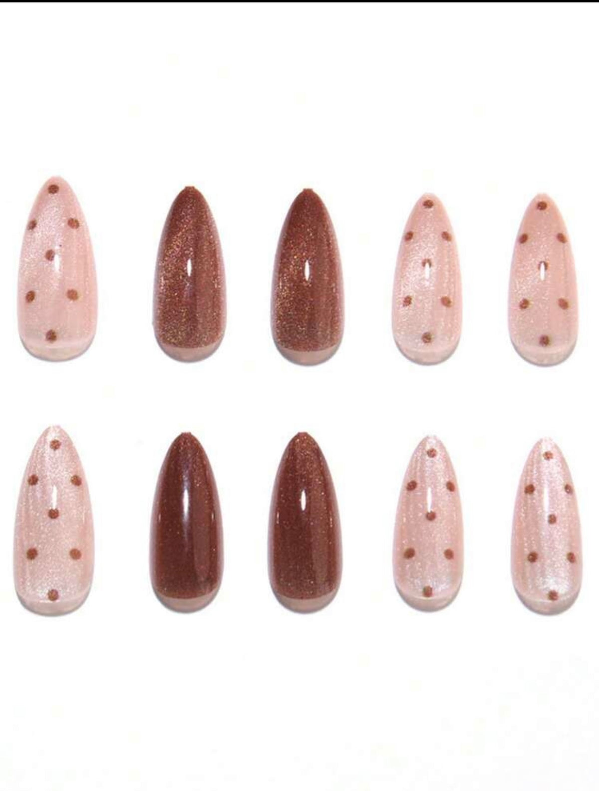 Retro Chocolate Brown Cat Eye with Polka Dots Press-ons