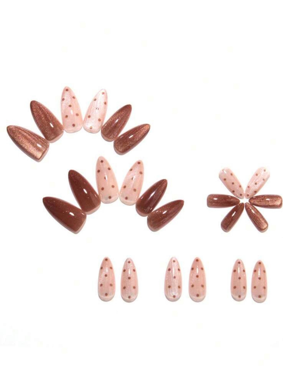 Retro Chocolate Brown Cat Eye with Polka Dots Press-ons
