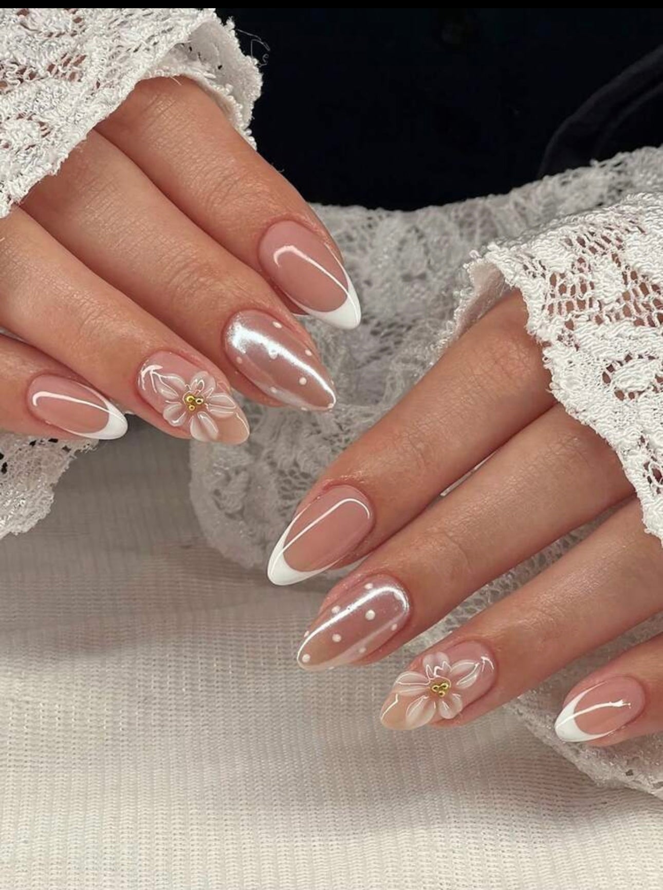 Trending 3D Polka Dot Almond Shape Press-ons