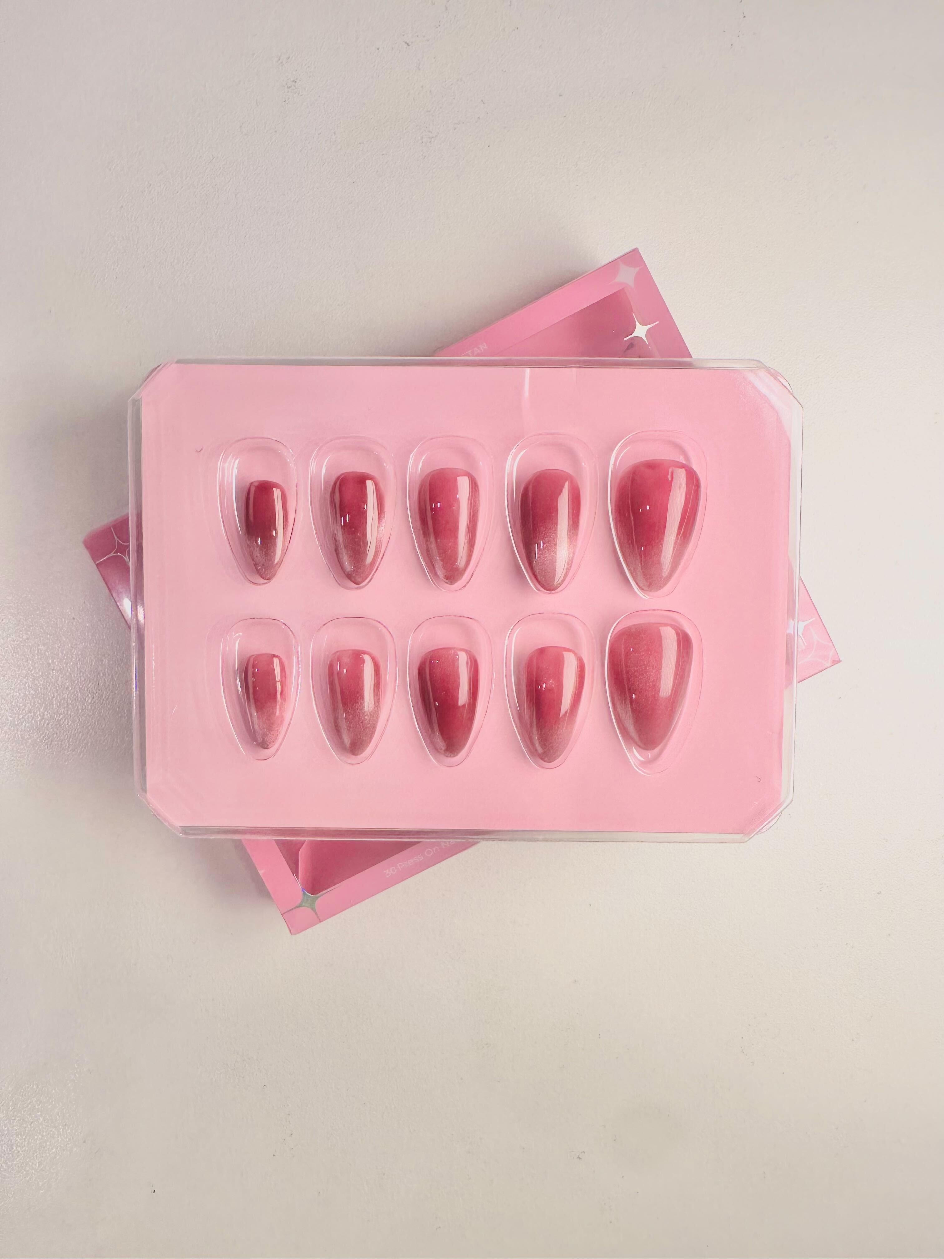Handmade Nails 003 - Pink Ombre Cat-Eye