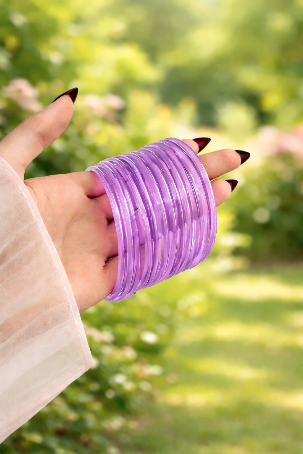 Viral Jelly Bangle Set-1 dozen - Lilac (12 Simple Bangles)