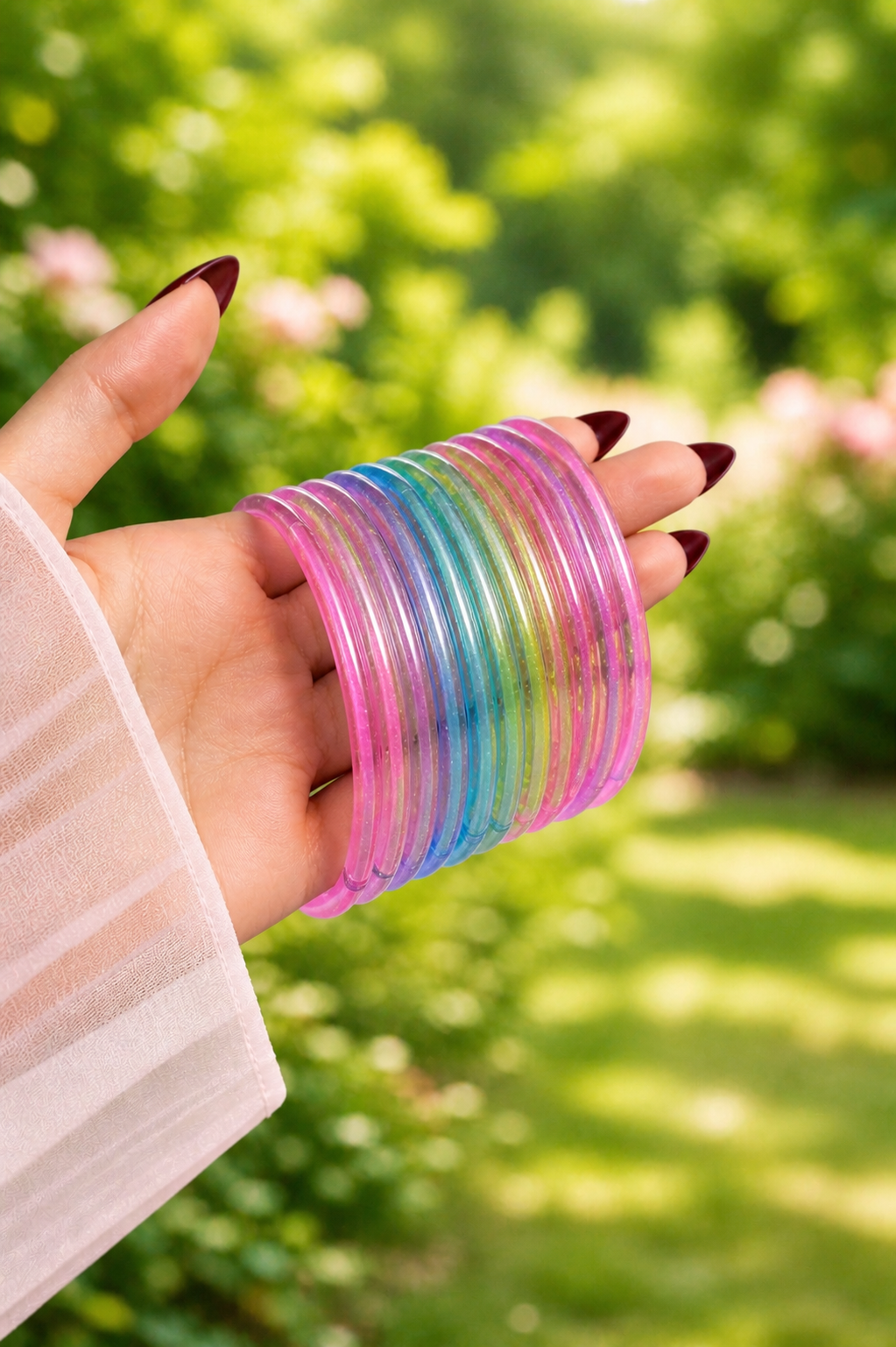 Viral Jelly Bangle Set-1 dozen - Multi Color (12 Simple Bangles)