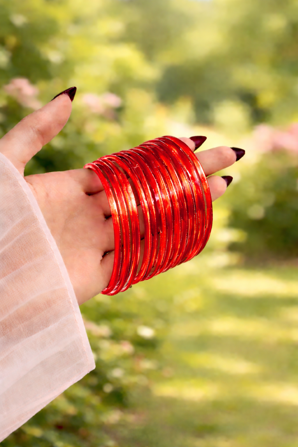 Viral Jelly Bangle Set-1 dozen - Red (12 Simple Bangles)