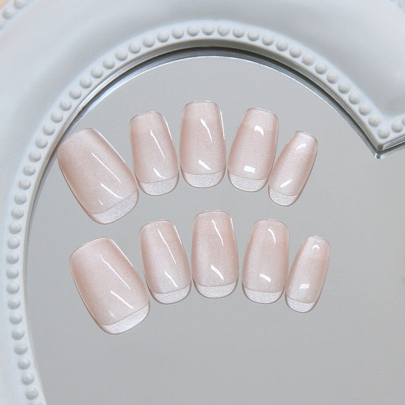 Premium Square Nude Cat Eye Press-On Nails