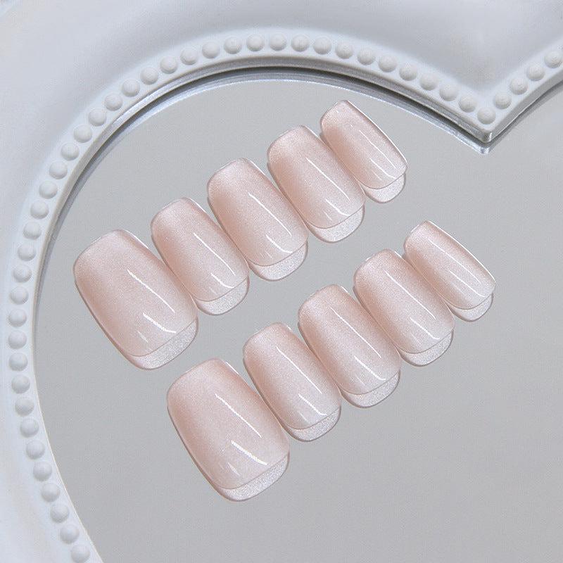 Premium Square Nude Cat Eye Press-On Nails