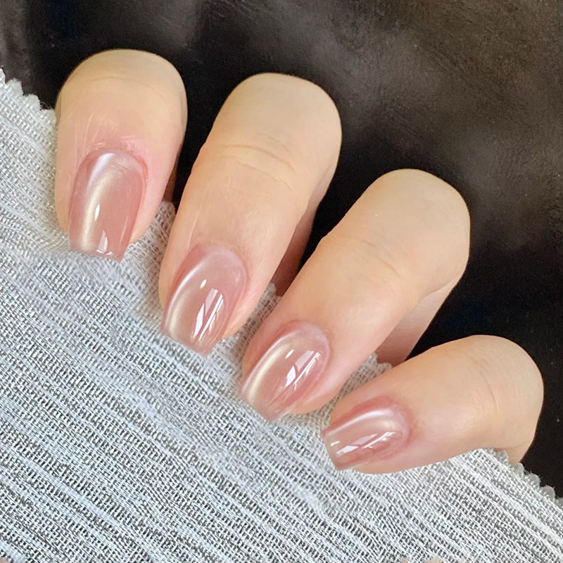 Premium Square Nude Cat Eye Press-On Nails