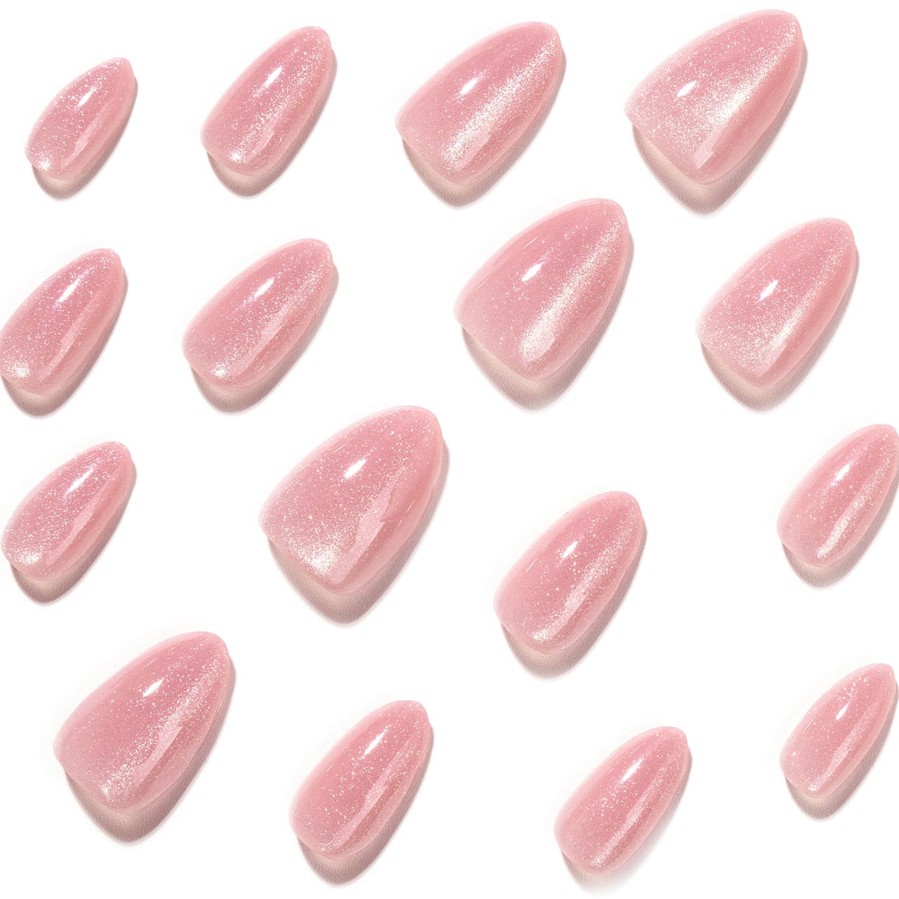 Light Pink Luxury Cat Eye Almond Tips Press-On Nails