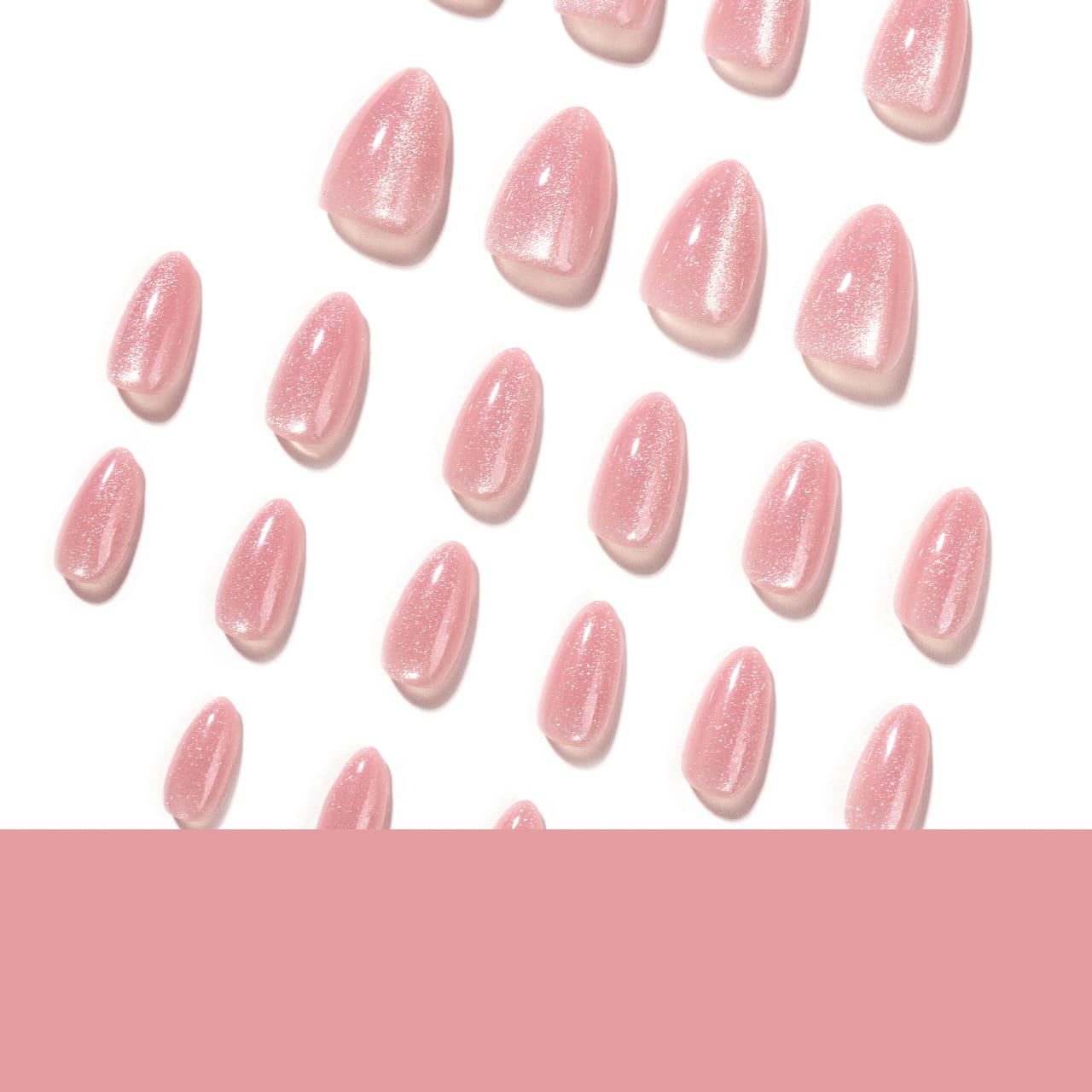 Light Pink Luxury Cat Eye Almond Tips Press-On Nails