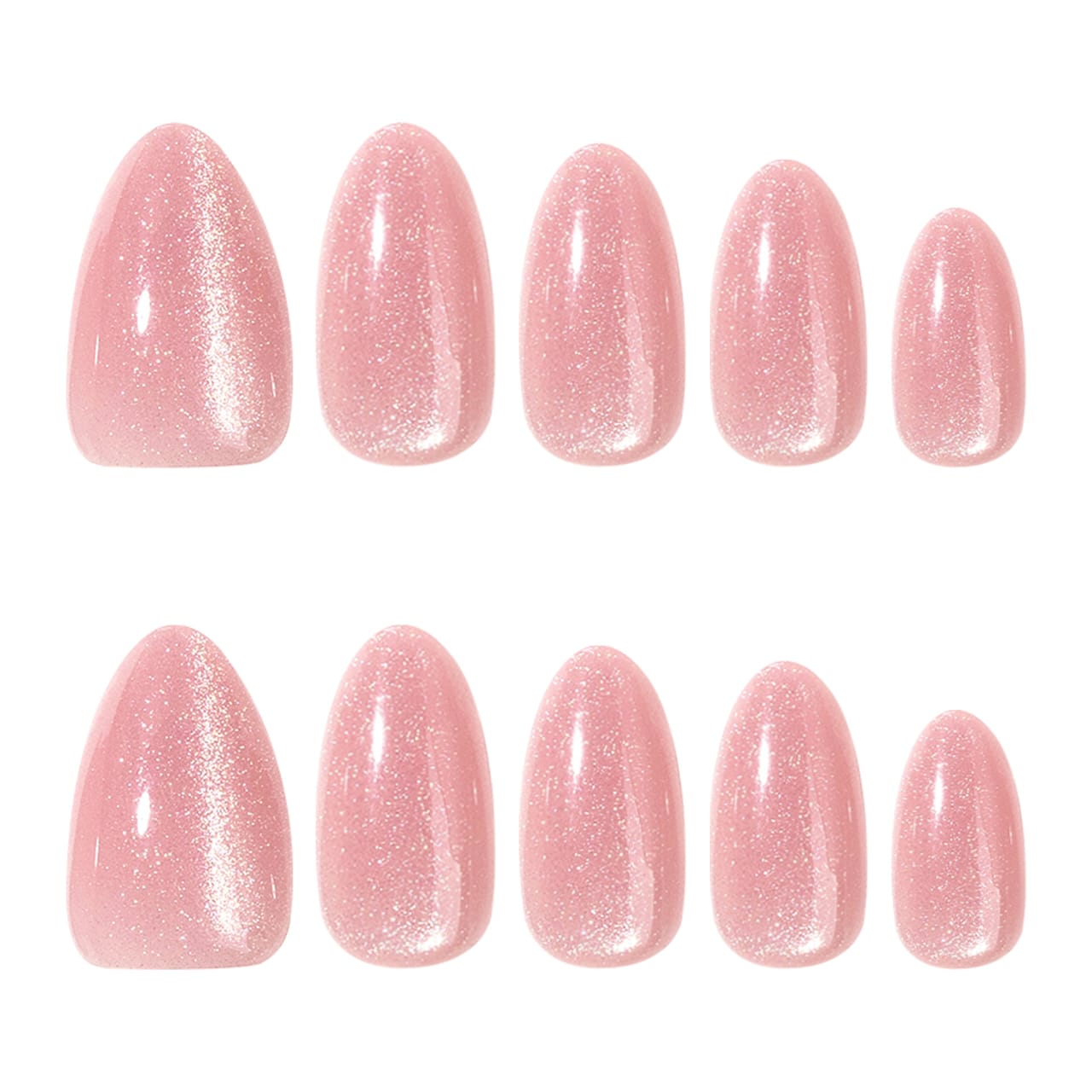Light Pink Luxury Cat Eye Almond Tips Press-On Nails