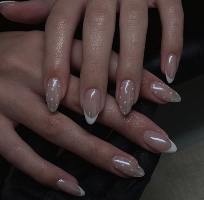 Chrome Polka French Tips Press-On Nails