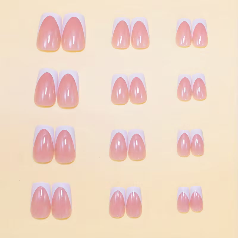 Short Square White French Press on Nails