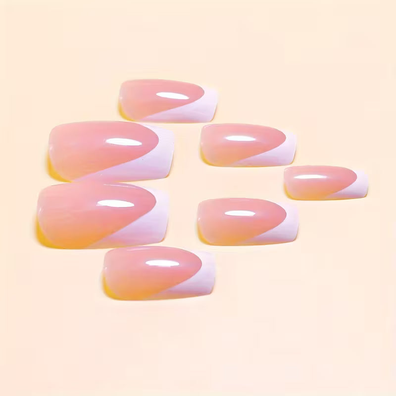 Short Square White French Press on Nails