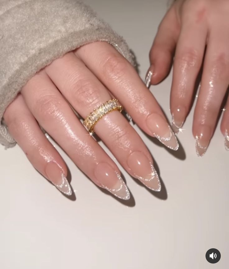 Double French Glitter Almond Pressons