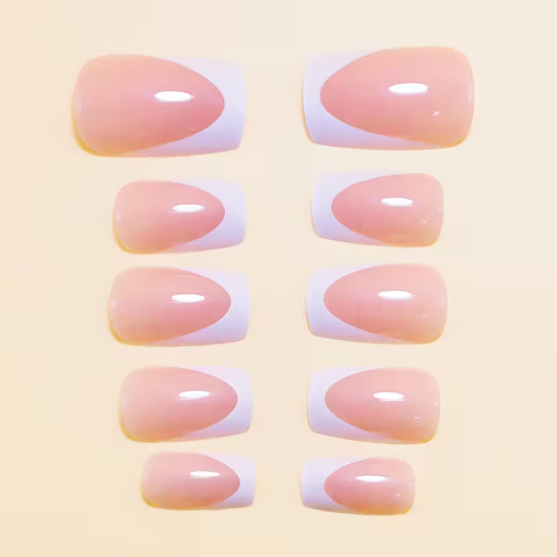 Short Square White French Press on Nails